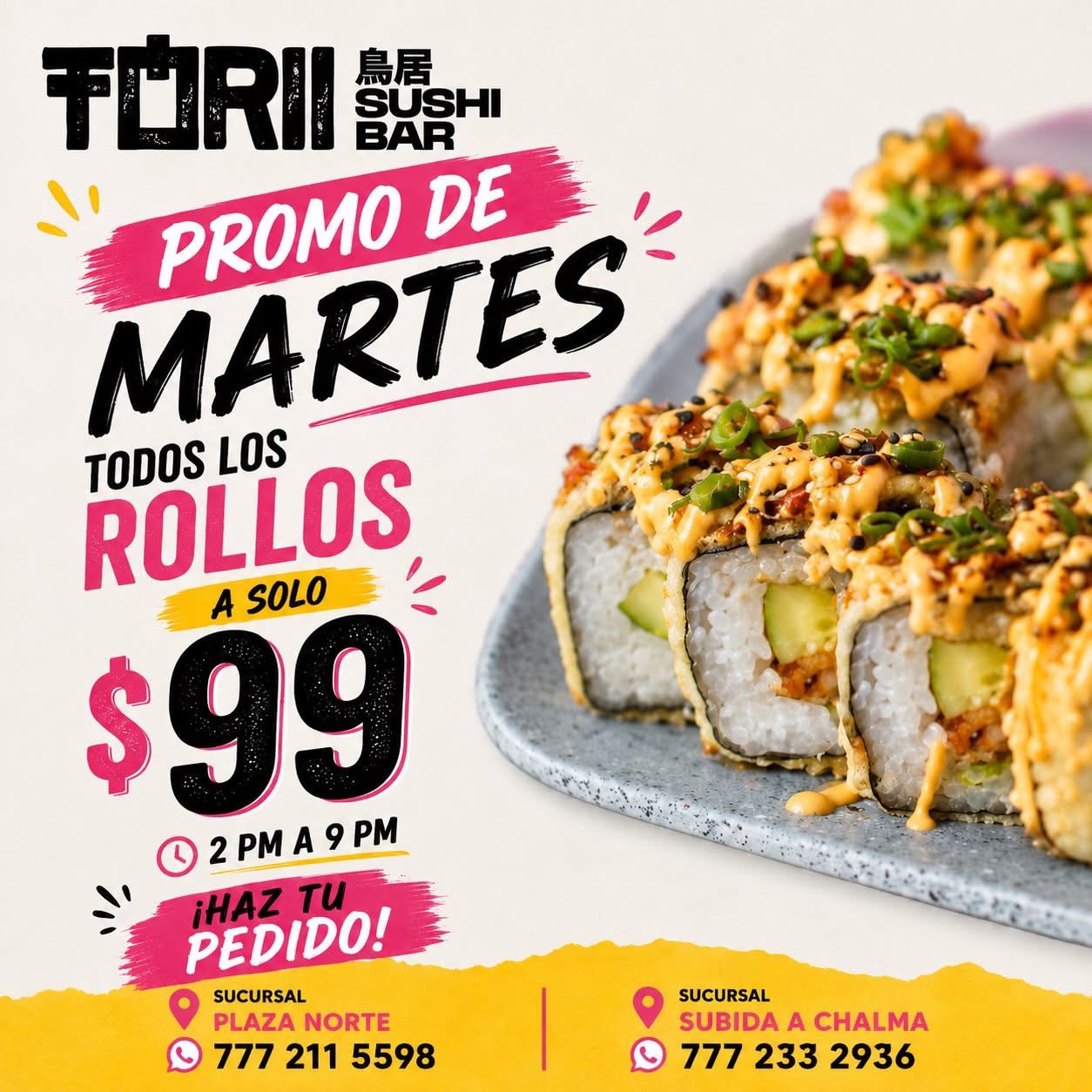 Promoción de martes Torii Sushi Bar